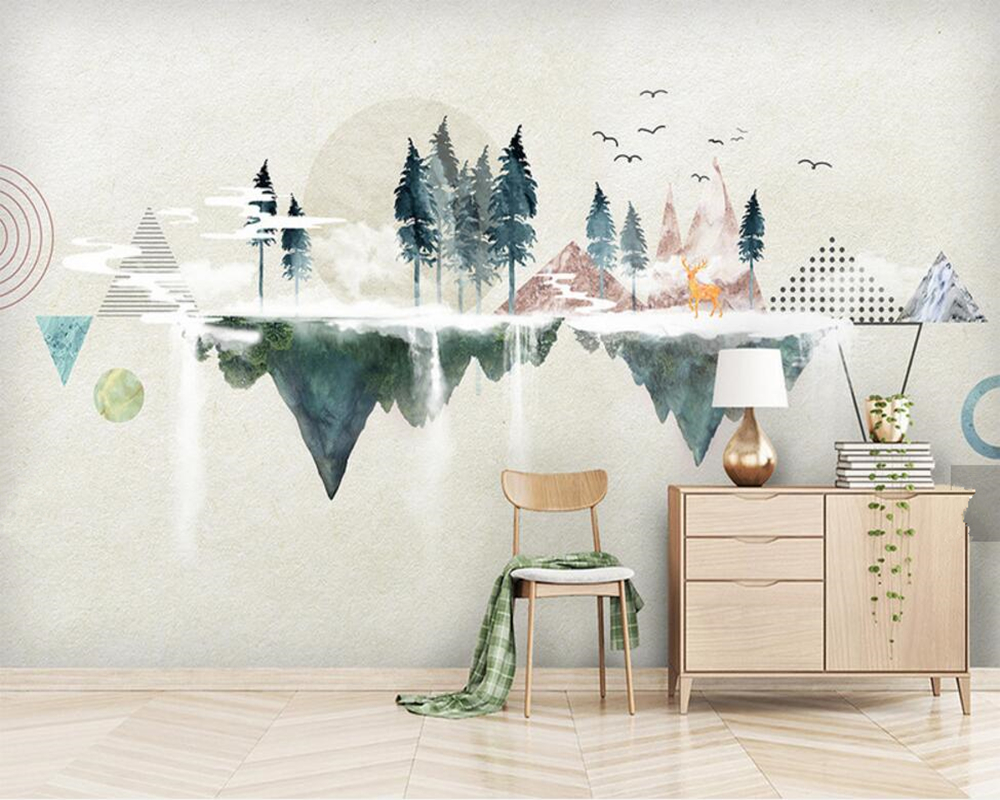  ̴ϸ    ߻  , Ž TV   ħ ȭ papel  parede/Modern minimalist personality geometric abstract landscape wallpaper,living room TV sof